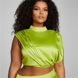 Anaisa draped cropped top Leslie sidora - Fashion to Figure lime size 2x nwt